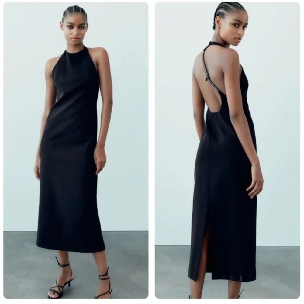Zara Shiny Halter Dress